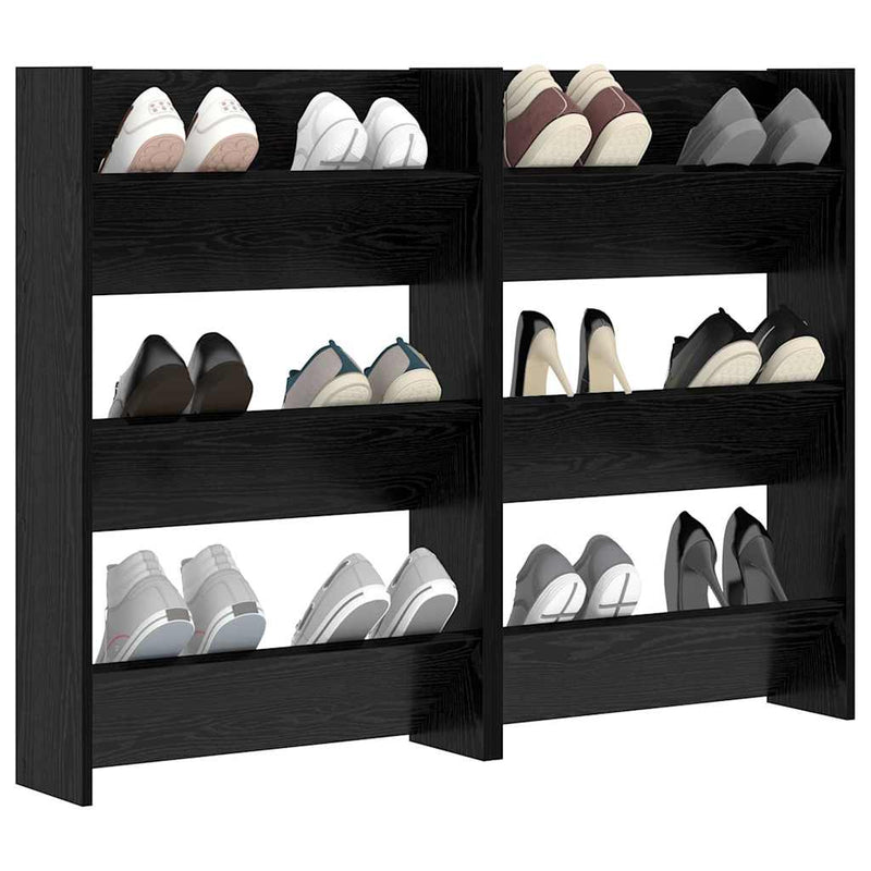 ギャラリービューアに画像をロードする, Vidaxl schoenenkast 2 pcs zwart eiken 60 x 18 x 90 cm bewerkt hout
