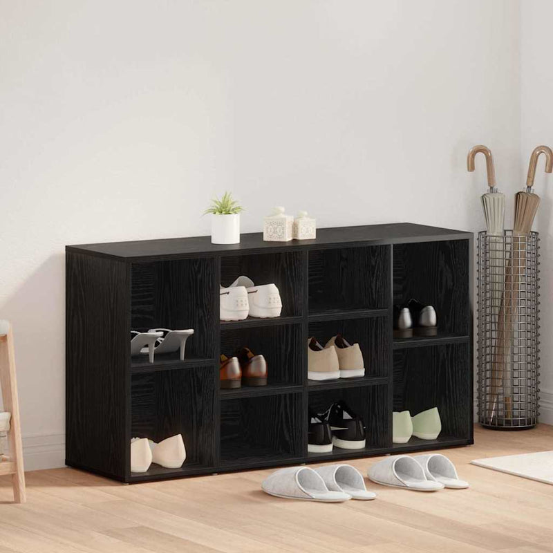 ギャラリービューアに画像をロードする, Vidaxl schoenenbank zwart eiken 103 x 30 x 54,5 cm bewerkt hout
