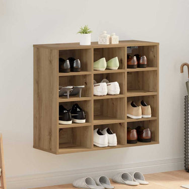 Vidaxl schoenenkast artisan eiken 77,5 x 30 x 67 cm bewerkt hout