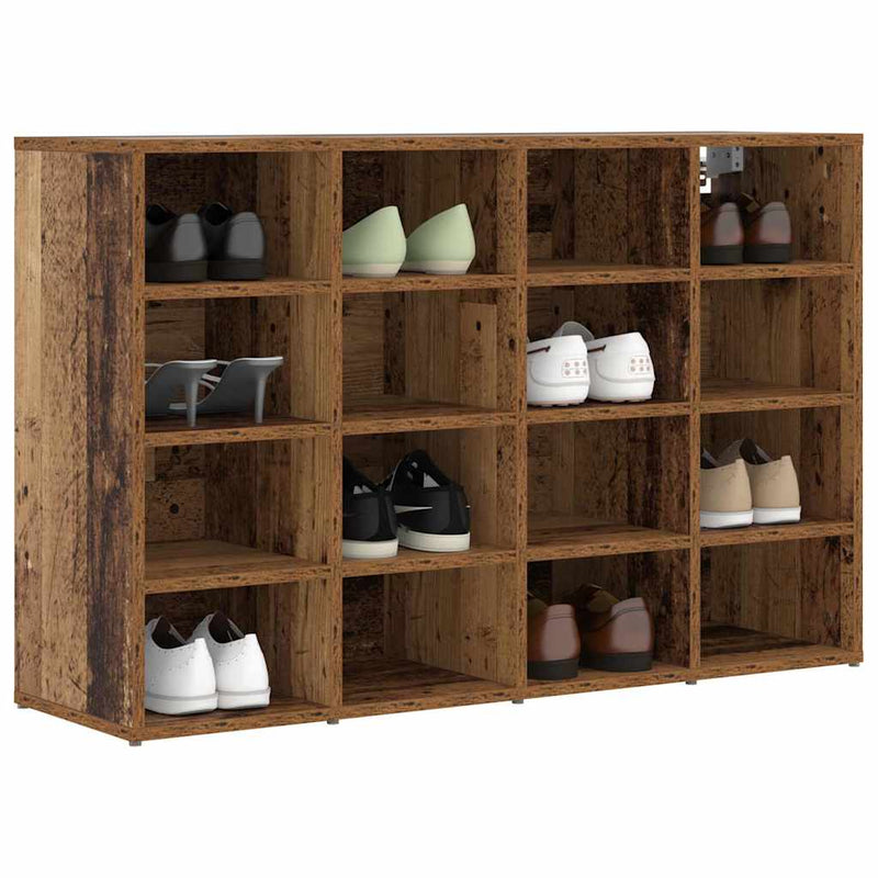 Chargez l'image dans la visionneuse de la galerie, Vidaxl schoenenkast met plank oudhout 103 x 30 x 67 cm bewerkt hout
