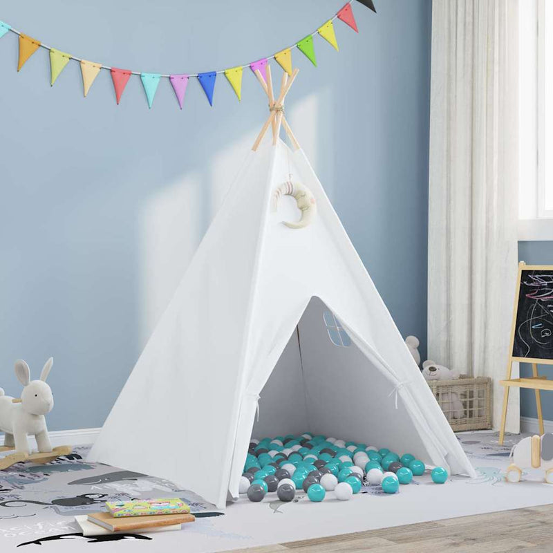Afbeelding laden in galerijviewer, Vidaxl teepee tent wit 120 x 120 x 150 cm stof en plastic
