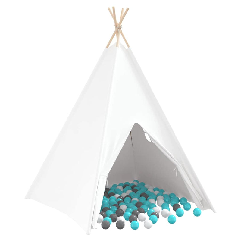 Afbeelding laden in galerijviewer, Vidaxl teepee tent wit 120 x 120 x 150 cm stof en plastic
