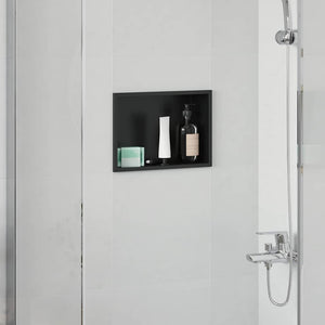 Vidaxl douche niche zwart 30 x 20 x 9,5 cm roestvrij staal