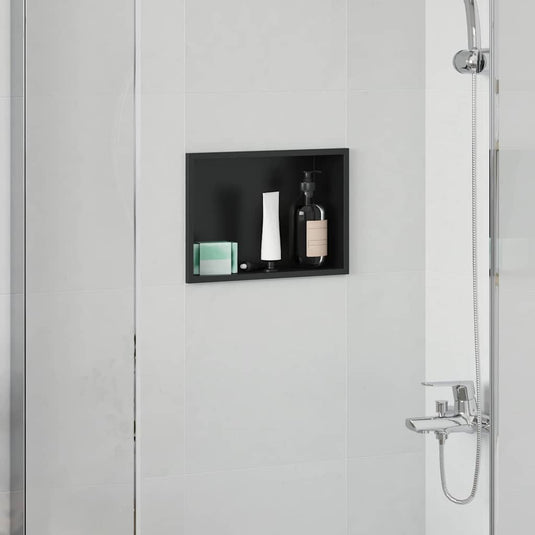 Vidaxl douche niche zwart 30 x 20 x 9,5 cm roestvrij staal