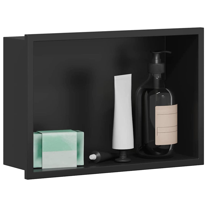 Afbeelding laden in galerijviewer, Vidaxl douche niche zwart 30 x 20 x 9,5 cm roestvrij staal
