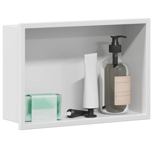 Vidaxl douche niche wit 30 x 20 x 9,5 cm roestvrij staal