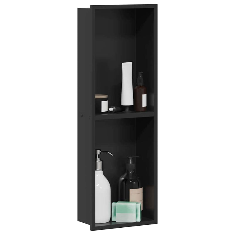Afbeelding laden in galerijviewer, Vidaxl douche niche zwart 60 x 20 x 9,5 cm roestvrij staal
