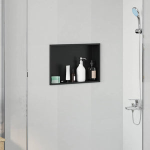 Vidaxl douche niche zwart 45 x 30 x 9,5 cm roestvrij staal