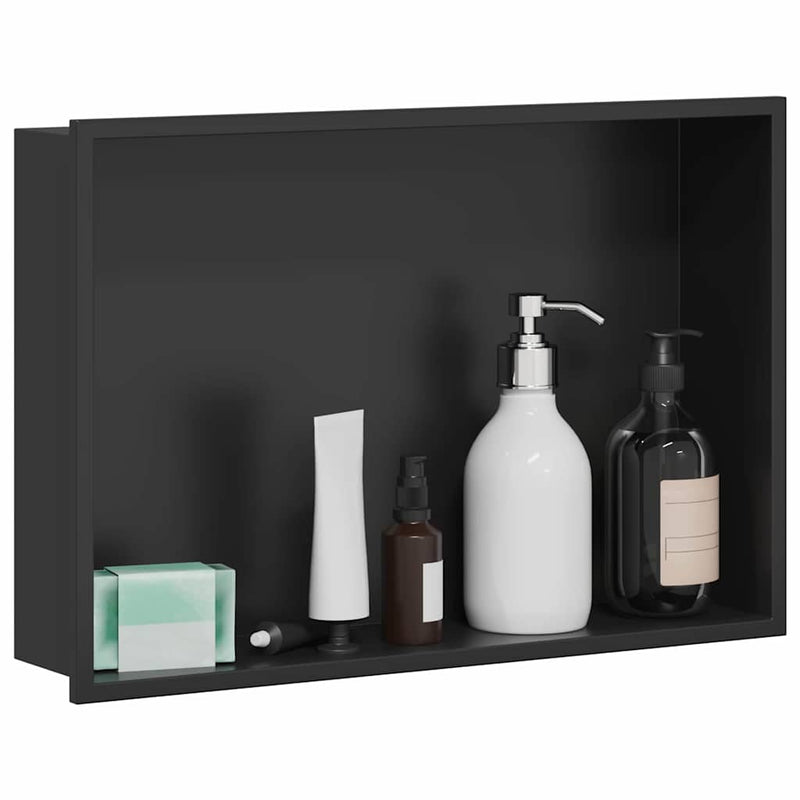 ギャラリービューアに画像をロードする, Vidaxl douche niche zwart 45 x 30 x 9,5 cm roestvrij staal
