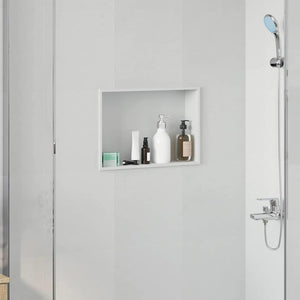 Vidaxl douche niche wit 45 x 30 x 9,5 cm roestvrij staal