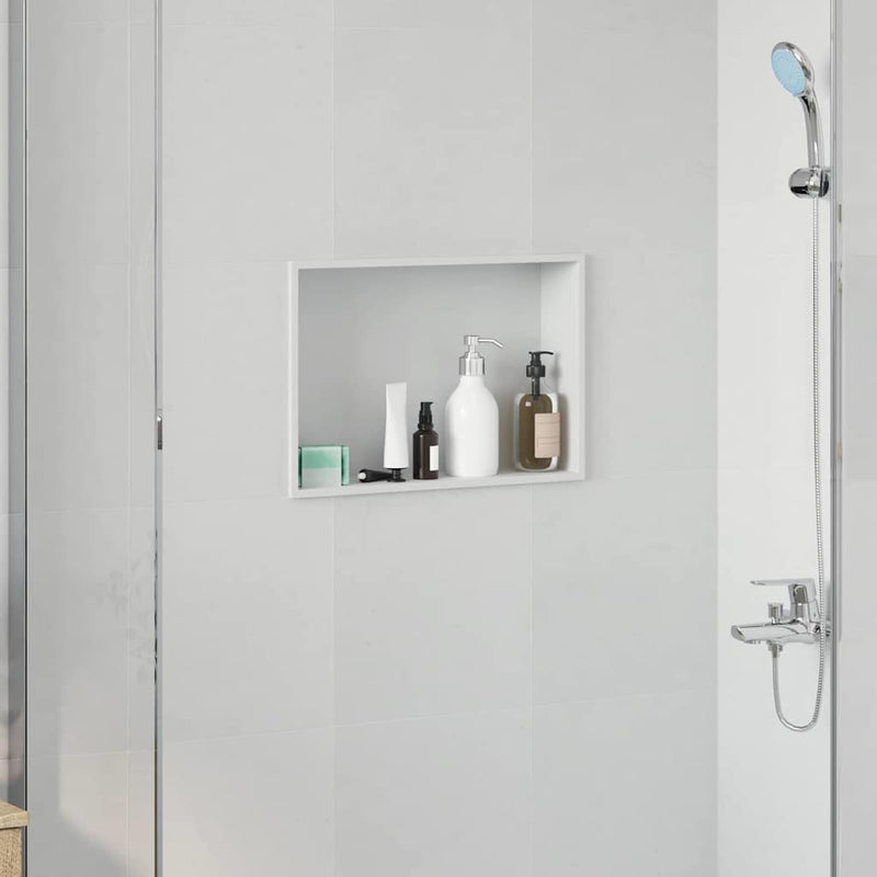 Chargez l'image dans la visionneuse de la galerie, Vidaxl douche niche wit 45 x 30 x 9,5 cm roestvrij staal
