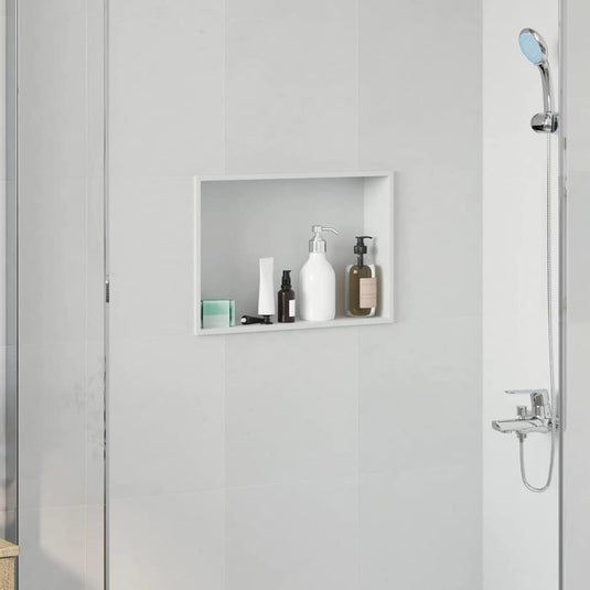 Vidaxl douche niche wit 45 x 30 x 9,5 cm roestvrij staal