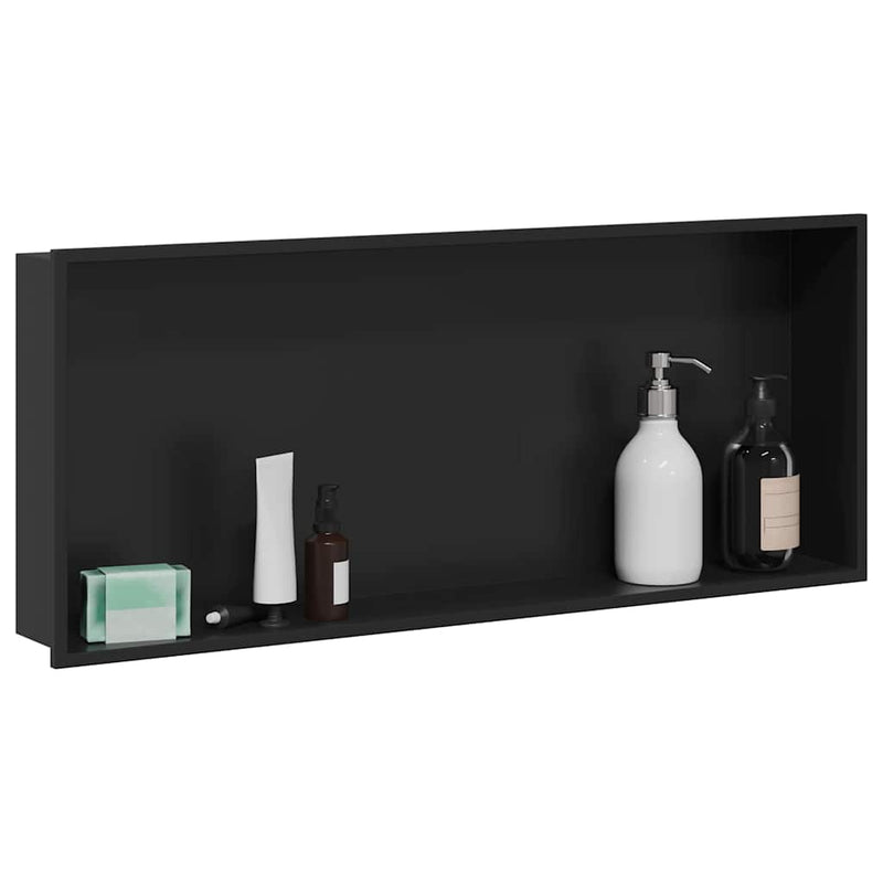 Chargez l'image dans la visionneuse de la galerie, Vidaxl douche niche zwart 75 x 30 x 9,5 cm roestvrij staal
