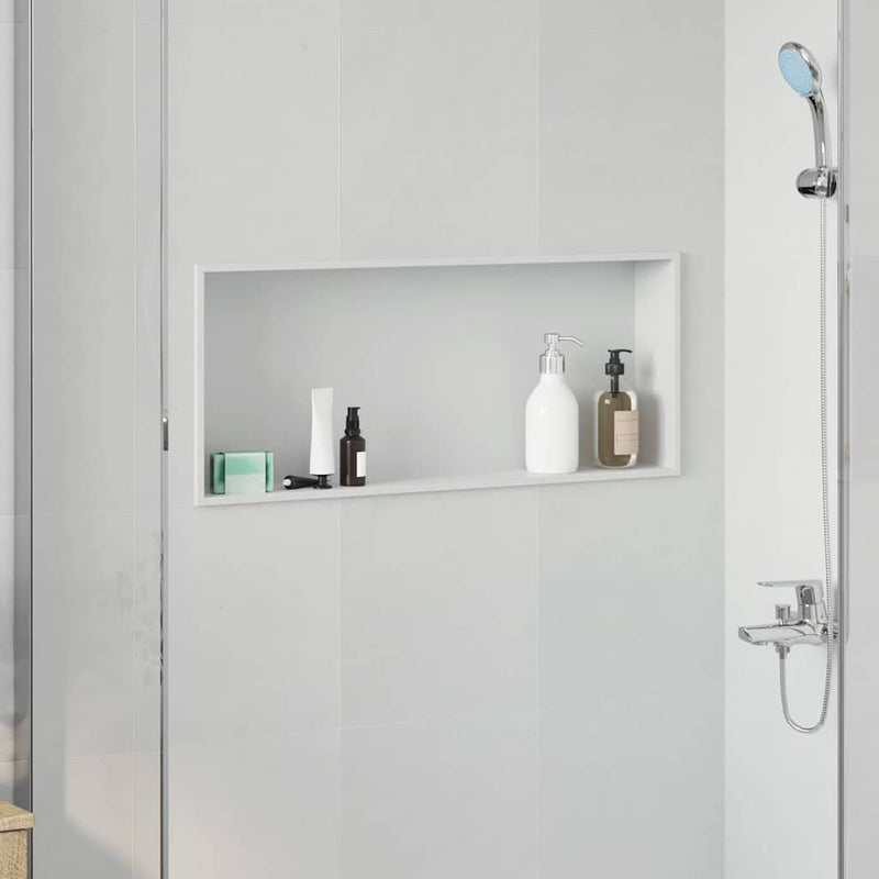 Afbeelding laden in galerijviewer, Vidaxl douche niche wit 75 x 30 x 9,5 cm roestvrij staal
