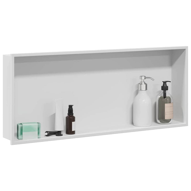 Afbeelding laden in galerijviewer, Vidaxl douche niche wit 75 x 30 x 9,5 cm roestvrij staal
