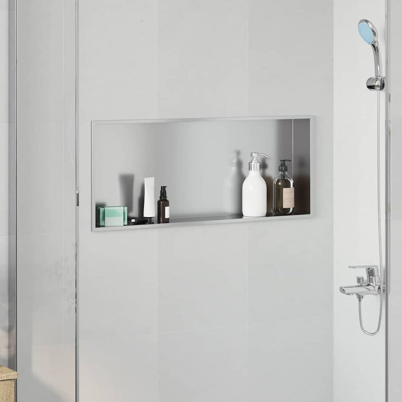 Afbeelding laden in galerijviewer, Vidaxl douche niche zilver 75 x 30 x 9,5 cm roestvrij staal
