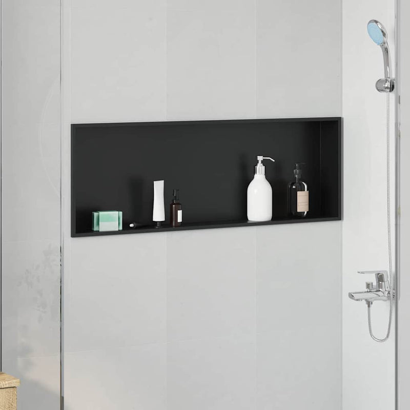 Afbeelding laden in galerijviewer, Vidaxl douche niche zwart 90 x 30 x 9,5 cm roestvrij staal
