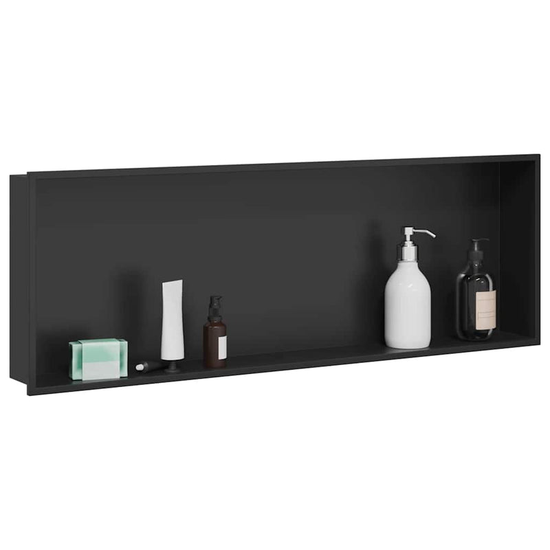 Afbeelding laden in galerijviewer, Vidaxl douche niche zwart 90 x 30 x 9,5 cm roestvrij staal
