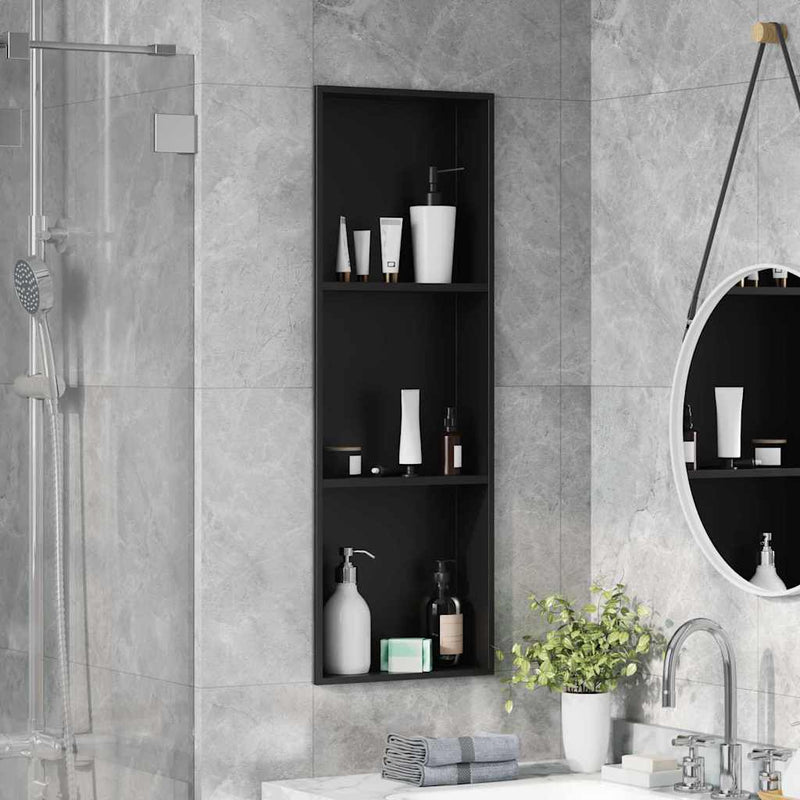 Afbeelding laden in galerijviewer, Vidaxl douche niche zwart 90 x 30 x 9,5 cm roestvrij staal
