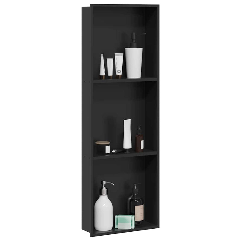 Afbeelding laden in galerijviewer, Vidaxl douche niche zwart 90 x 30 x 9,5 cm roestvrij staal
