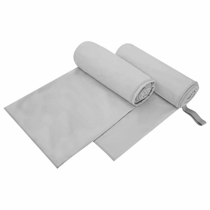 Afbeelding laden in galerijviewer, Vidaxl sporthanddoeken 2 pcs grijs 200 x 100 cm polyester en polyamide
