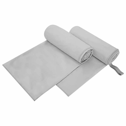 Vidaxl sporthanddoeken 2 pcs grijs 200 x 100 cm polyester en polyamide