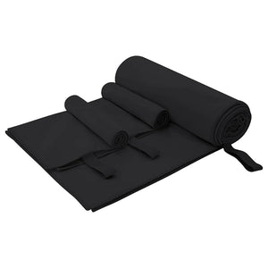 Vidaxl set van sporthanddoeken 3 pcs zwart polyester en polyamide