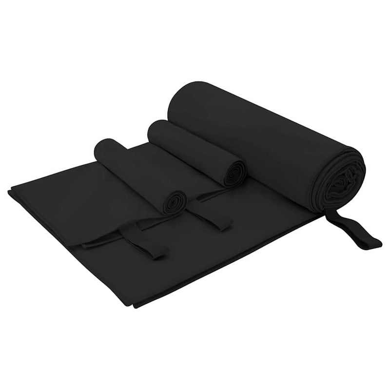 Chargez l'image dans la visionneuse de la galerie, Vidaxl set van sporthanddoeken 3 pcs zwart polyester en polyamide
