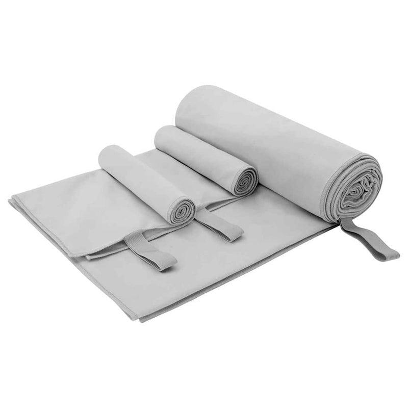 ギャラリービューアに画像をロードする, Vidaxl set van sporthanddoeken 3 pcs grijs polyester en polyamide
