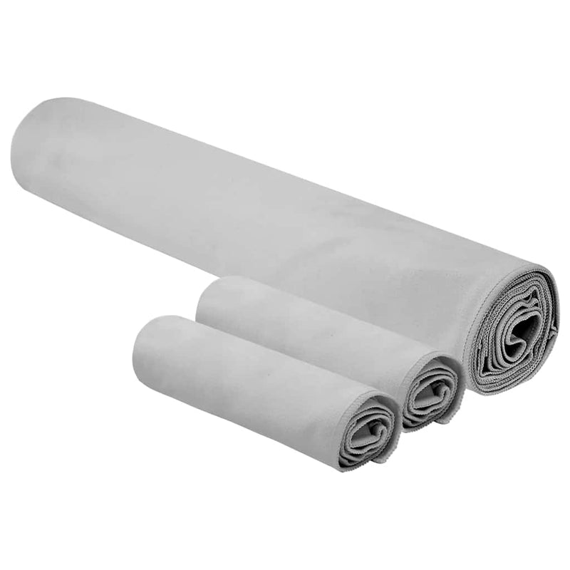 ギャラリービューアに画像をロードする, Vidaxl set van sporthanddoeken 3 pcs grijs polyester en polyamide
