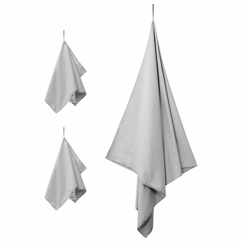 ギャラリービューアに画像をロードする, Vidaxl set van sporthanddoeken 3 pcs grijs polyester en polyamide

