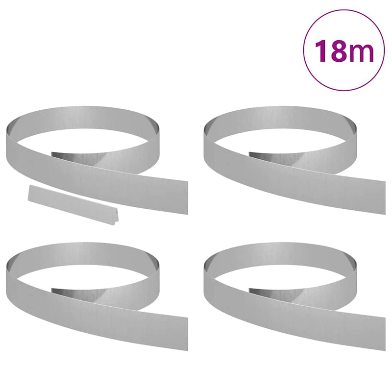 Afbeelding laden in galerijviewer, Vidaxl tuinrand 4 pcs zilver 450 x 0.05 x 15 cm gegalvaniseerd staal

