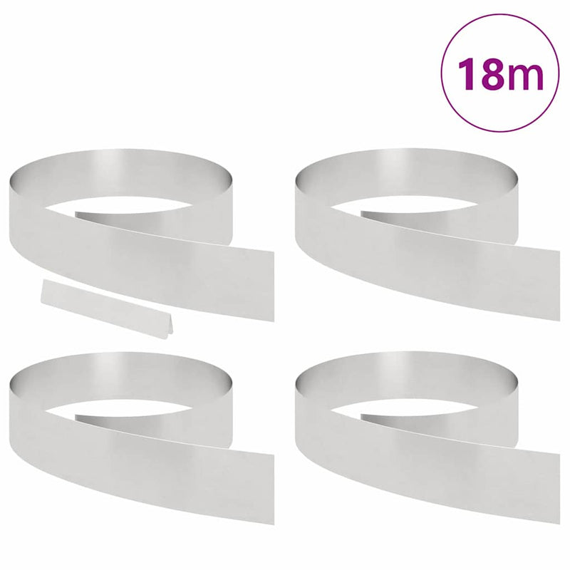 Chargez l'image dans la visionneuse de la galerie, Vidaxl tuinrand 4 pcs zilver 450 x 0.05 x 15 cm roestvrij staal
