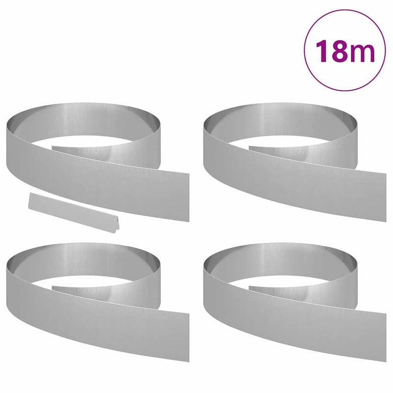 Chargez l'image dans la visionneuse de la galerie, Vidaxl tuinrand 4 pcs zilver 450 x 0.05 x 15 cm gegalvaniseerd staal
