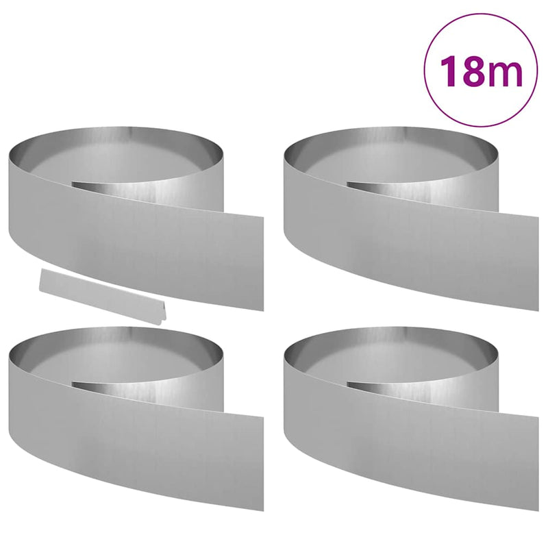 Afbeelding laden in galerijviewer, Vidaxl tuinrand 4 pcs zilver 450 x 0.05 x 15 cm gegalvaniseerd staal
