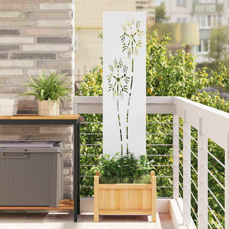 Chargez l'image dans la visionneuse de la galerie, Vidaxl tuin privacy screen fretwerk wit 32 x 140 cm koudgewalst staal
