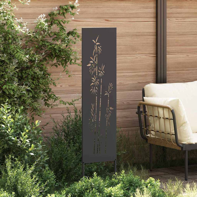 Chargez l'image dans la visionneuse de la galerie, Vidaxl tuin privacy screen bloemen zwart 32 x 140 cm koudgewalst staal
