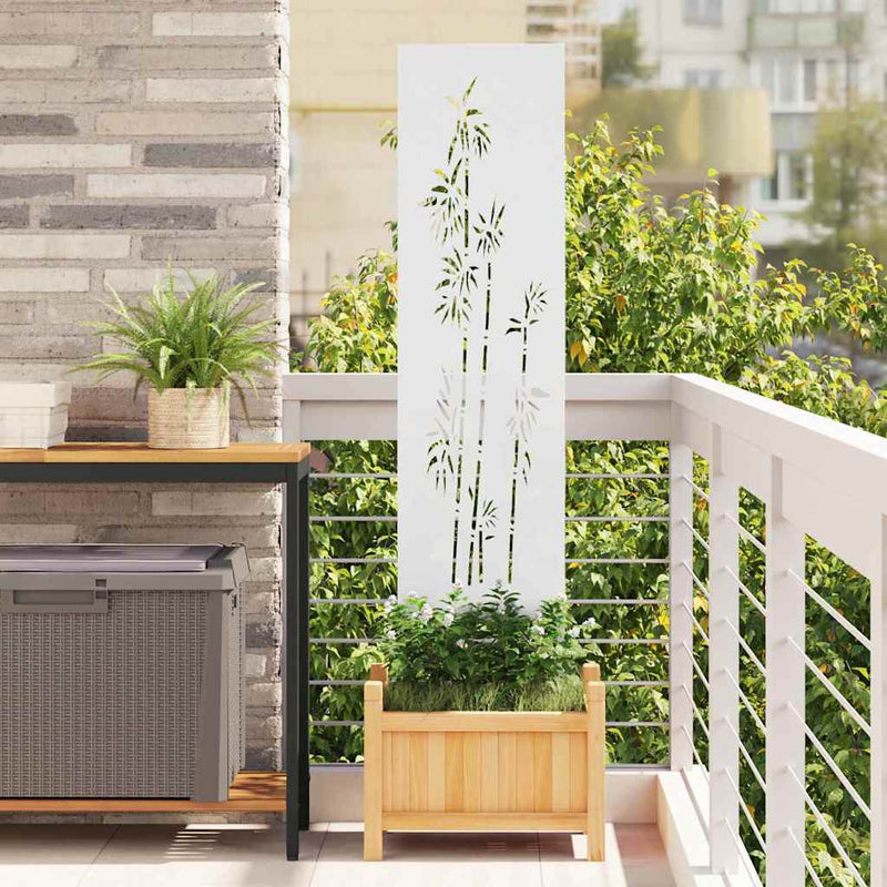 Afbeelding laden in galerijviewer, Vidaxl tuin privacy screen bloemen wit 32 x 140 cm koudgewalst staal
