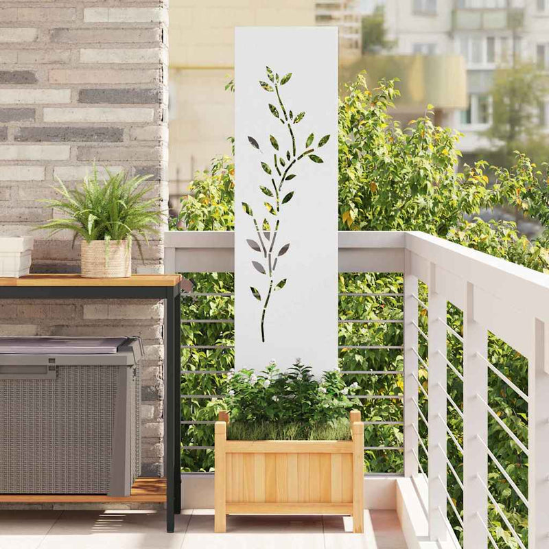 Chargez l'image dans la visionneuse de la galerie, Vidaxl tuin privacy screen bloemen wit 32 x 140 cm koudgewalst staal
