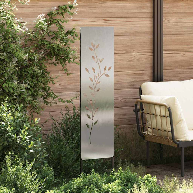 Afbeelding laden in galerijviewer, Vidaxl tuin privacy screen bloemen zilver 32 x 140 cm roestvrij staal
