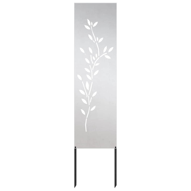 Afbeelding laden in galerijviewer, Vidaxl tuin privacy screen bloemen zilver 32 x 140 cm roestvrij staal
