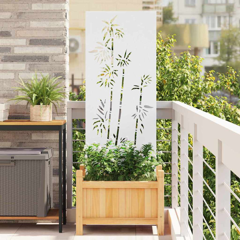 Chargez l'image dans la visionneuse de la galerie, Vidaxl tuin privacy screen bloemen wit 50 x 140 cm koudgewalst staal
