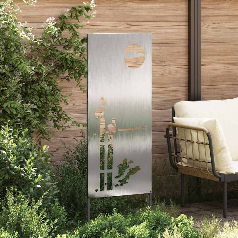 Afbeelding laden in galerijviewer, Vidaxl tuin privacy screen fretwerk zilver 50 x 140 cm roestvrij staal
