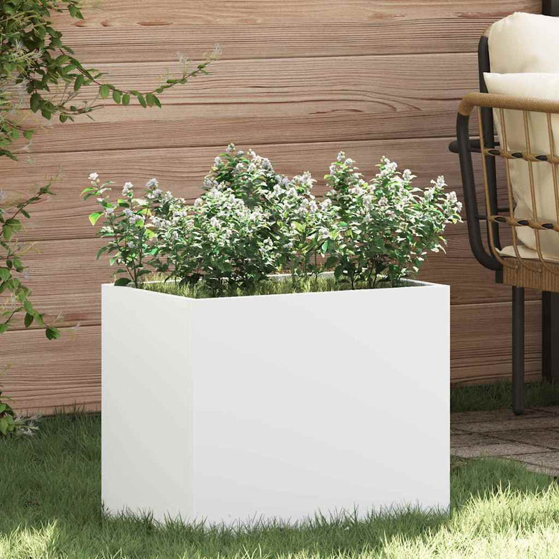 Afbeelding laden in galerijviewer, Vidaxl tuin bloempot wit 50 x 32 x 40 cm koudgewalst staal
