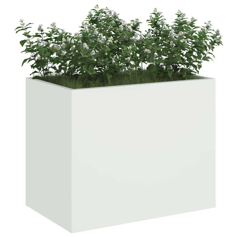 Afbeelding laden in galerijviewer, Vidaxl tuin bloempot wit 50 x 32 x 40 cm koudgewalst staal
