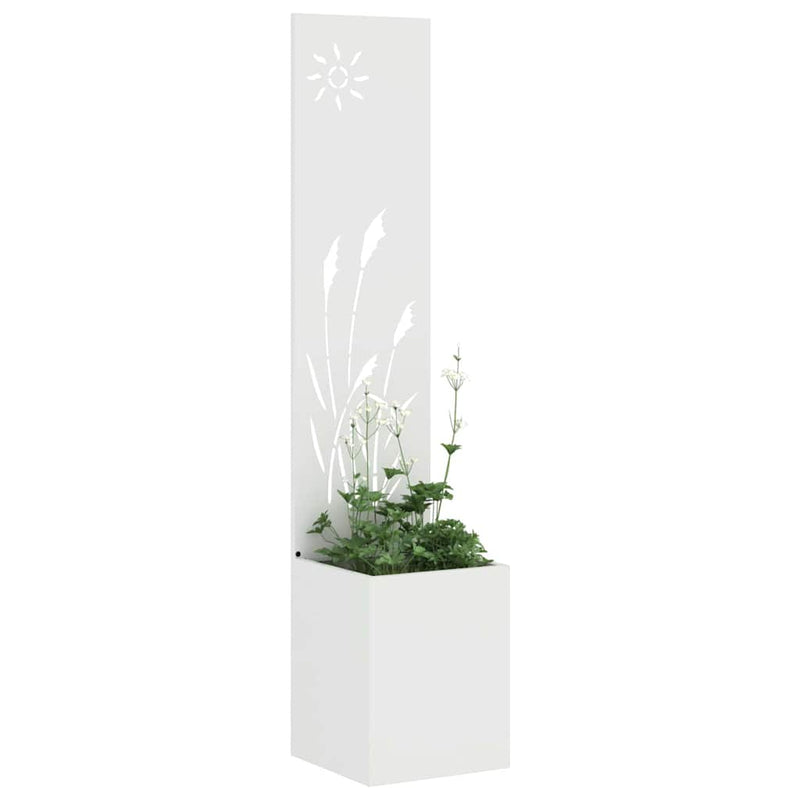 Afbeelding laden in galerijviewer, Vidaxl tuin privacy screen fretwerk wit 32 x 140 cm koudgewalst staal
