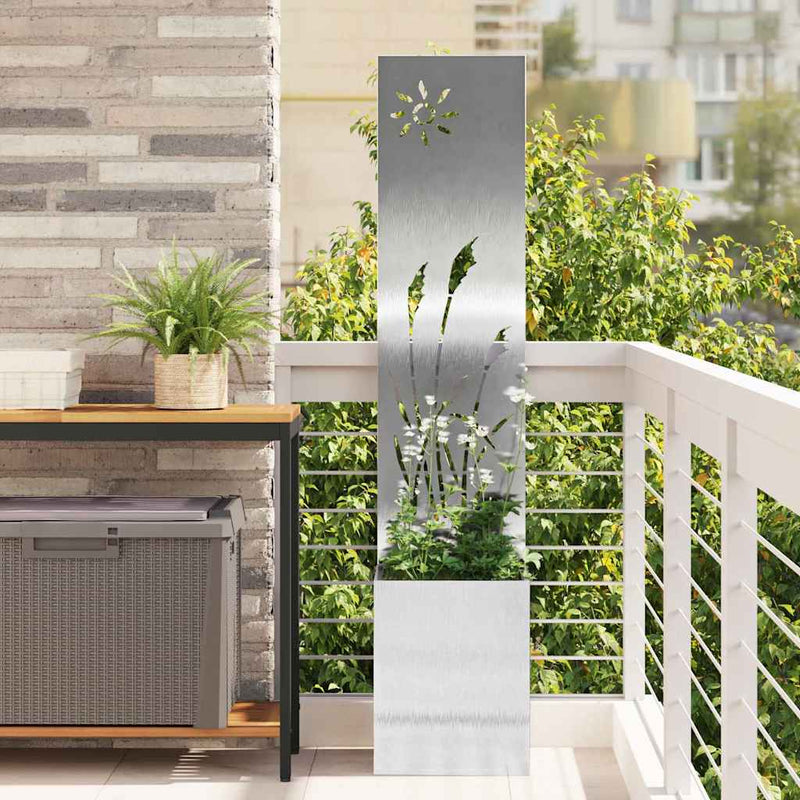 Chargez l'image dans la visionneuse de la galerie, Vidaxl tuin privacy screen fretwerk zilver 32 x 140 cm roestvrij staal
