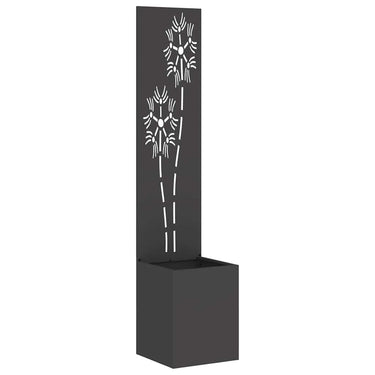 Vidaxl tuin privacy screen bloemen zwart 32 x 140 cm koudgewalst staal