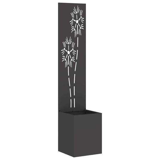 Vidaxl tuin privacy screen bloemen zwart 32 x 140 cm koudgewalst staal