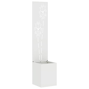 Vidaxl tuin privacy screen bloemen wit 32 x 140 cm koudgewalst staal